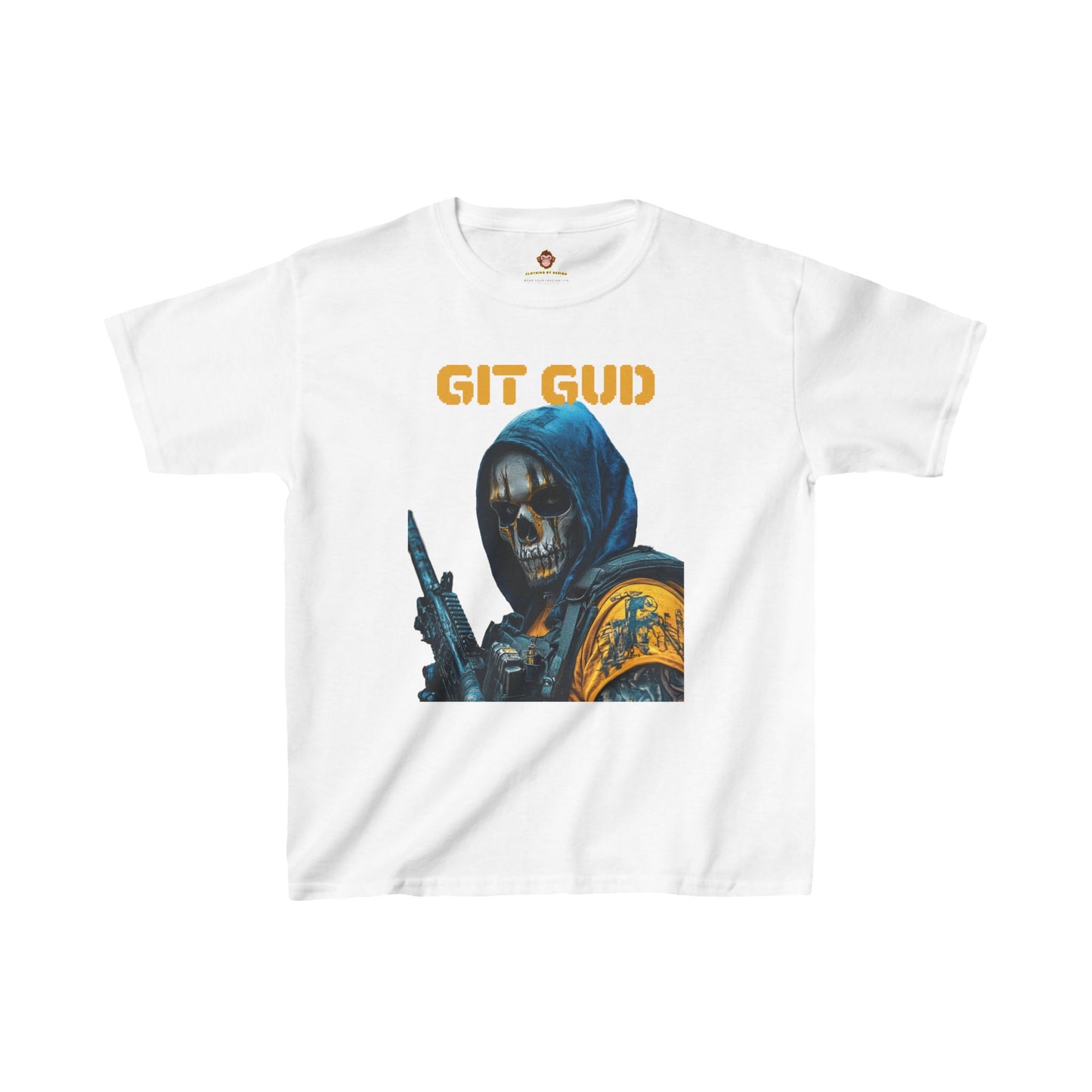 Kids T-Shirt - Skull Faced Soldier Git Gud Design