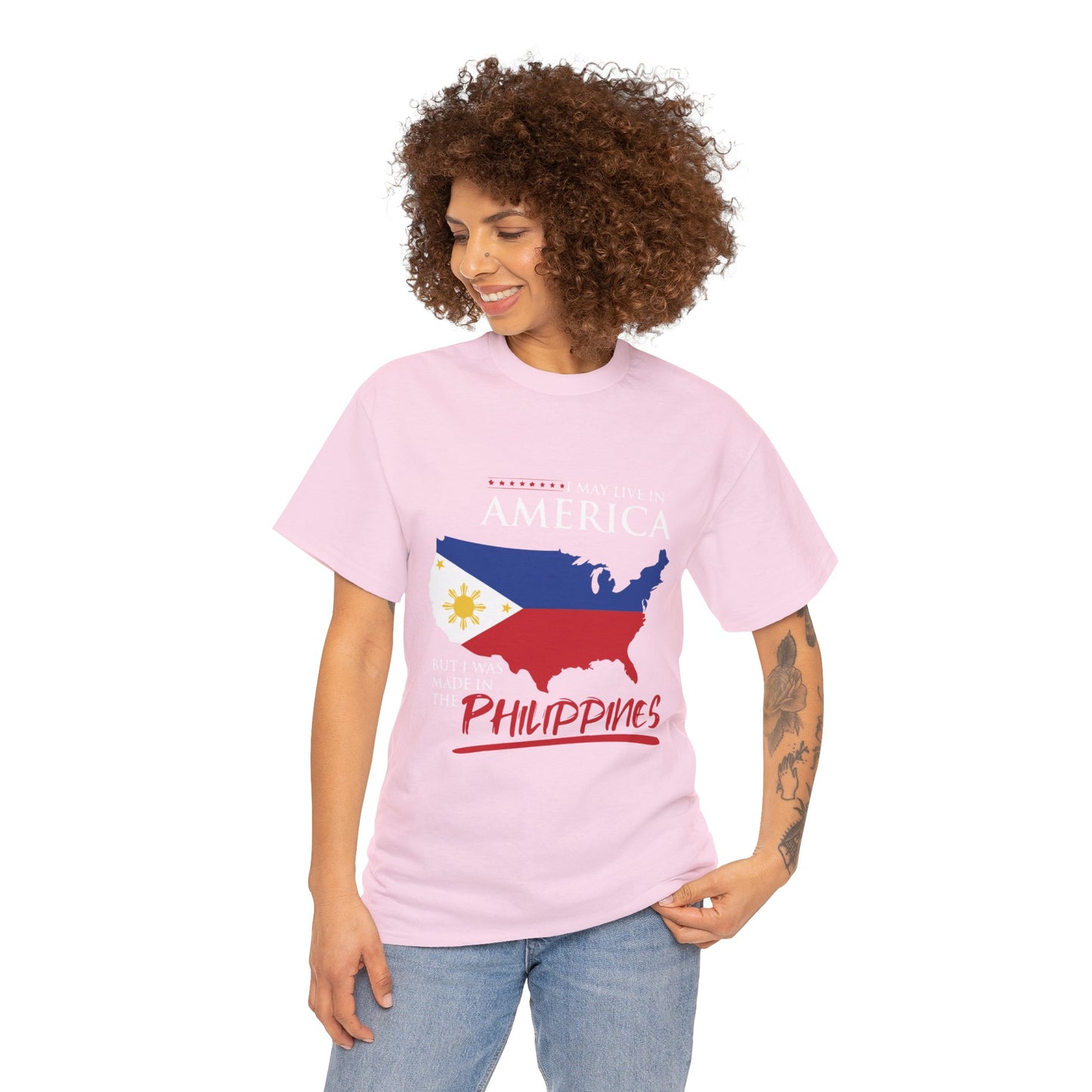 I may live in America but I was made in the Philippines (Gildan · 5000) Unisex Heavy Cotton Tee