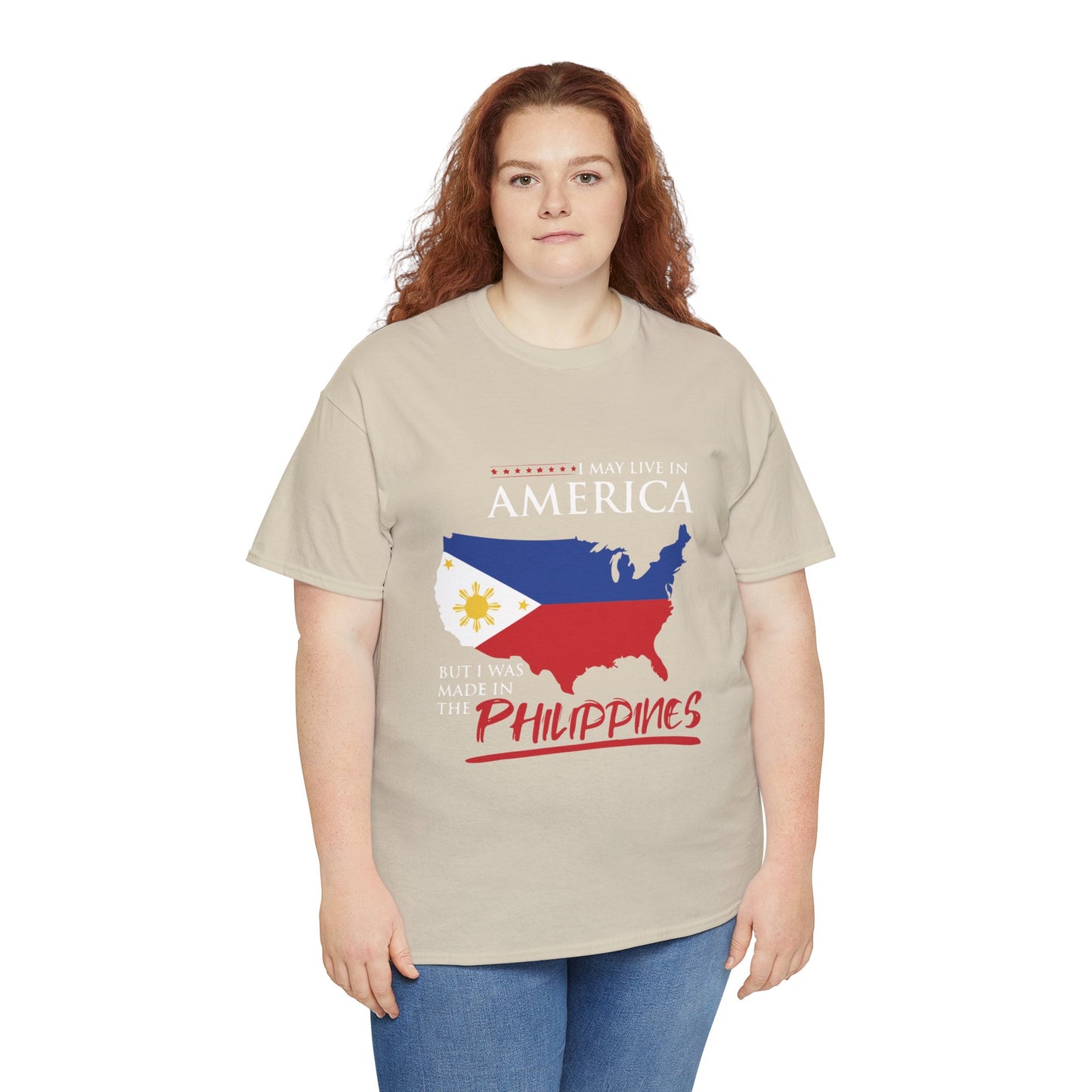 I may live in America but I was made in the Philippines (Gildan · 5000) Unisex Heavy Cotton Tee