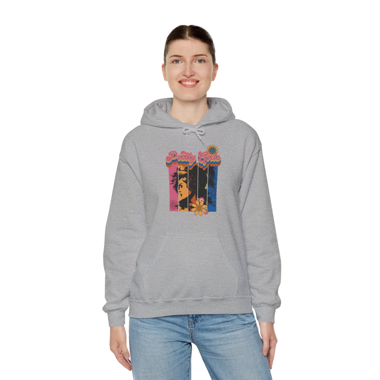 Colorful Floral Pretty Girls for Adults Unisex Heavy Blend™ Hooded Sweatshirt