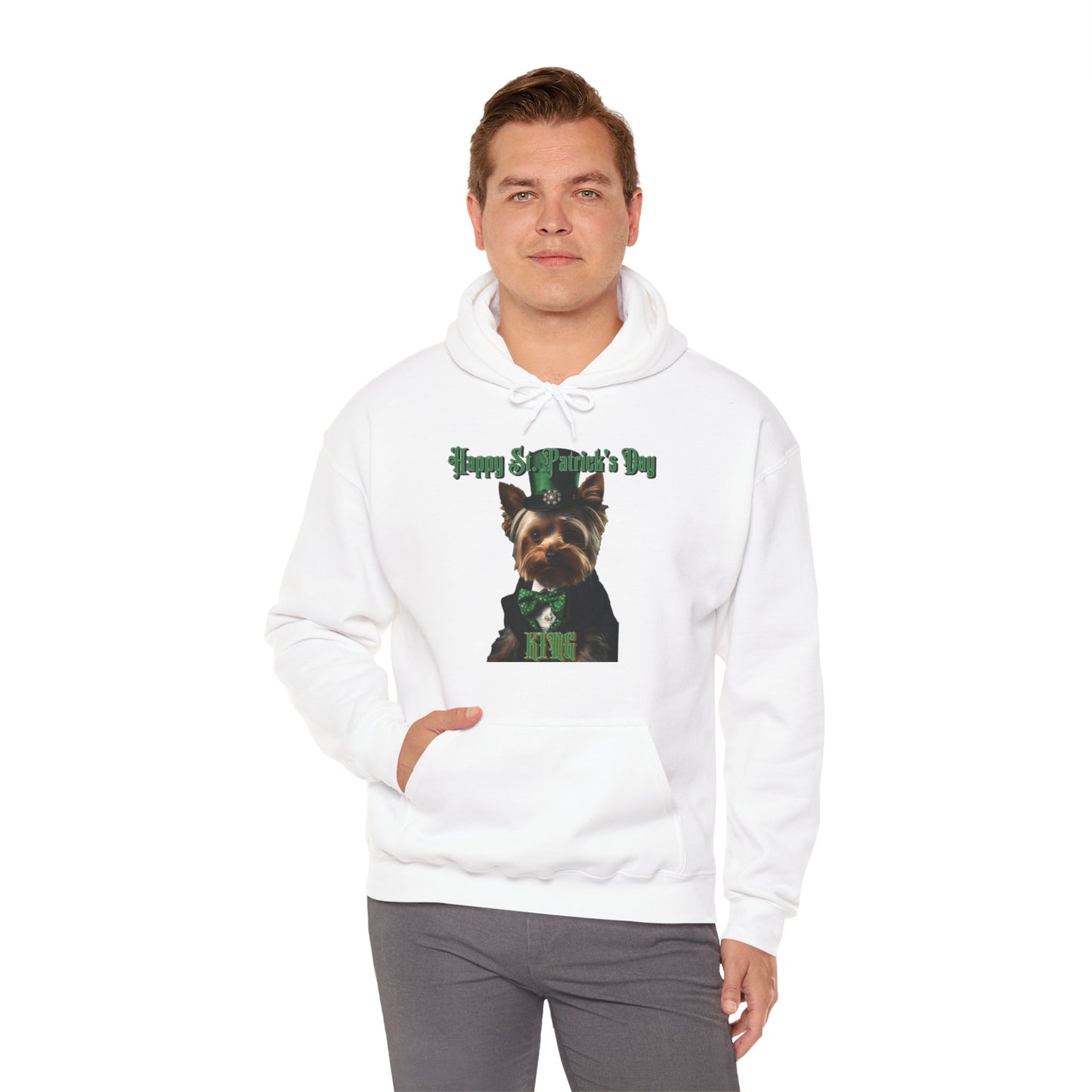 St. Patrick's Day Yorkie 1 for Adults Unisex Heavy Blend™ Hooded Sweatshirt