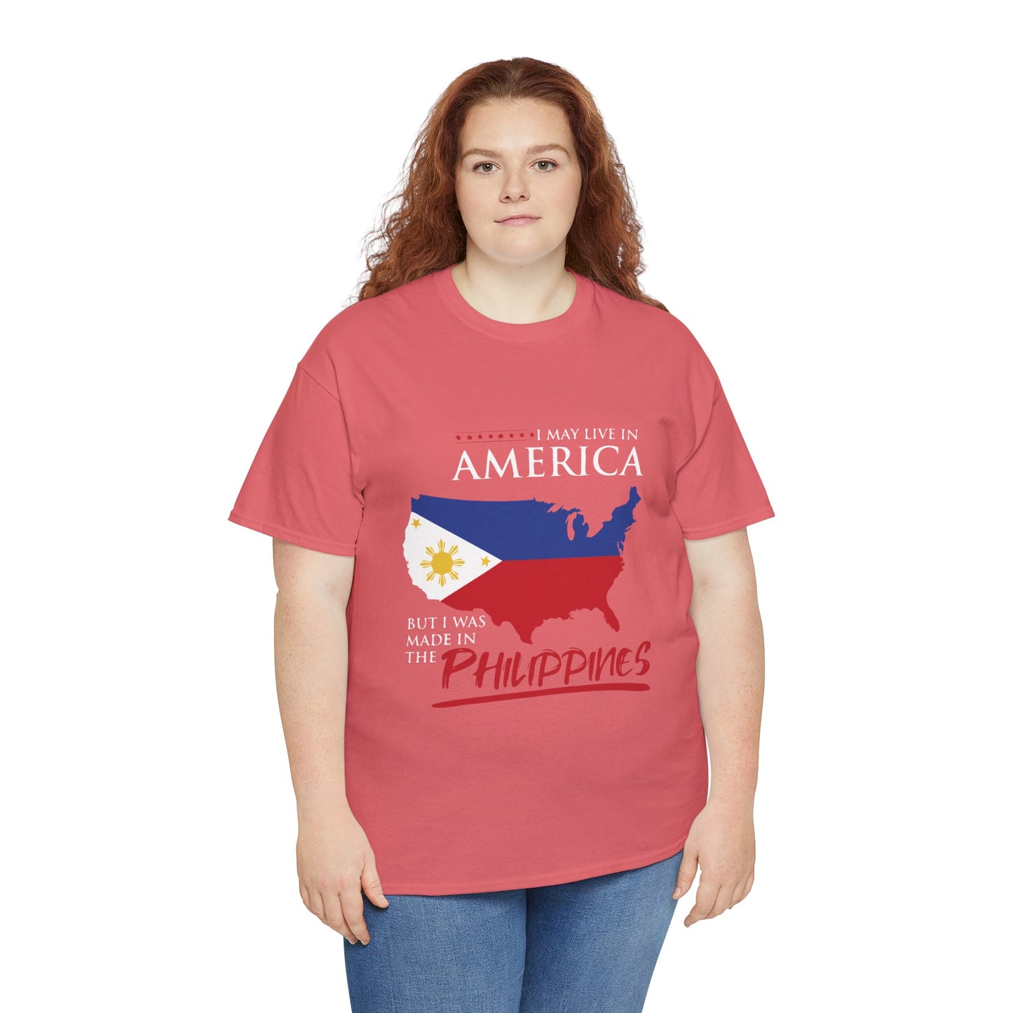 I may live in America but I was made in the Philippines (Gildan · 5000) Unisex Heavy Cotton Tee