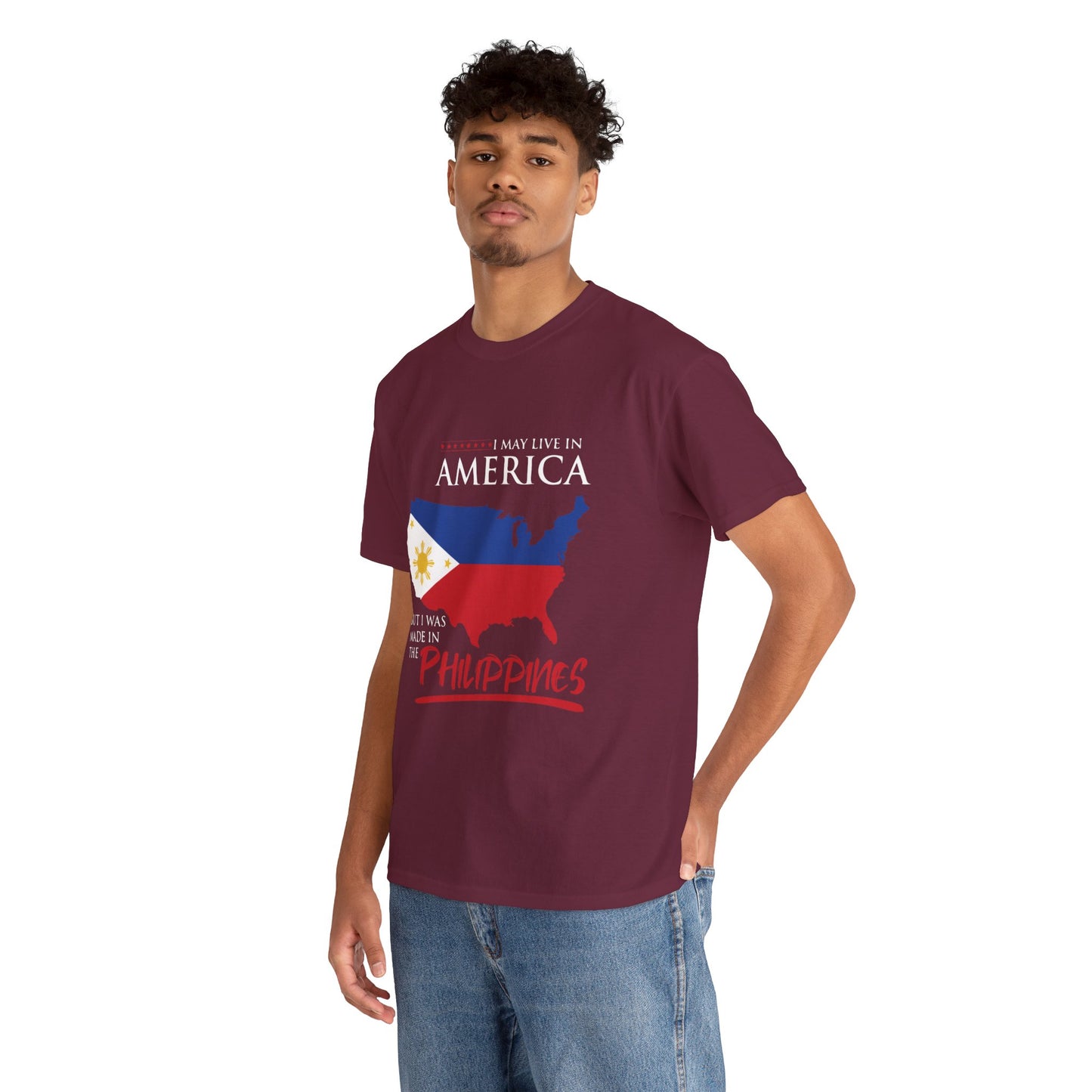 I may live in America but I was made in the Philippines (Gildan · 5000) Unisex Heavy Cotton Tee