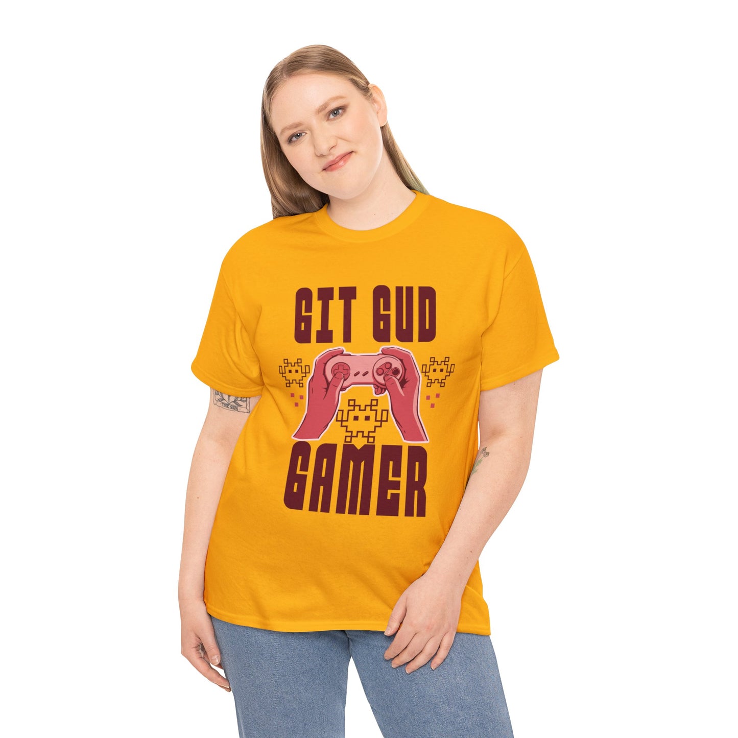 Retro GIT GUD Gamer for Adults (Gildan · 5000) Unisex Heavy Cotton Tee