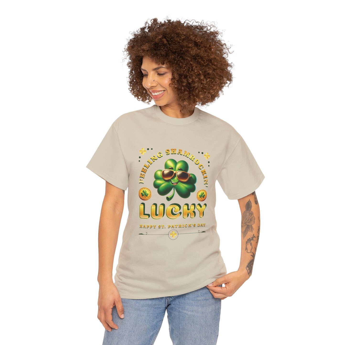 Feeling Shamrockin' Lucky and Blessed (Gildan · 5000) Unisex Heavy Cotton Tee