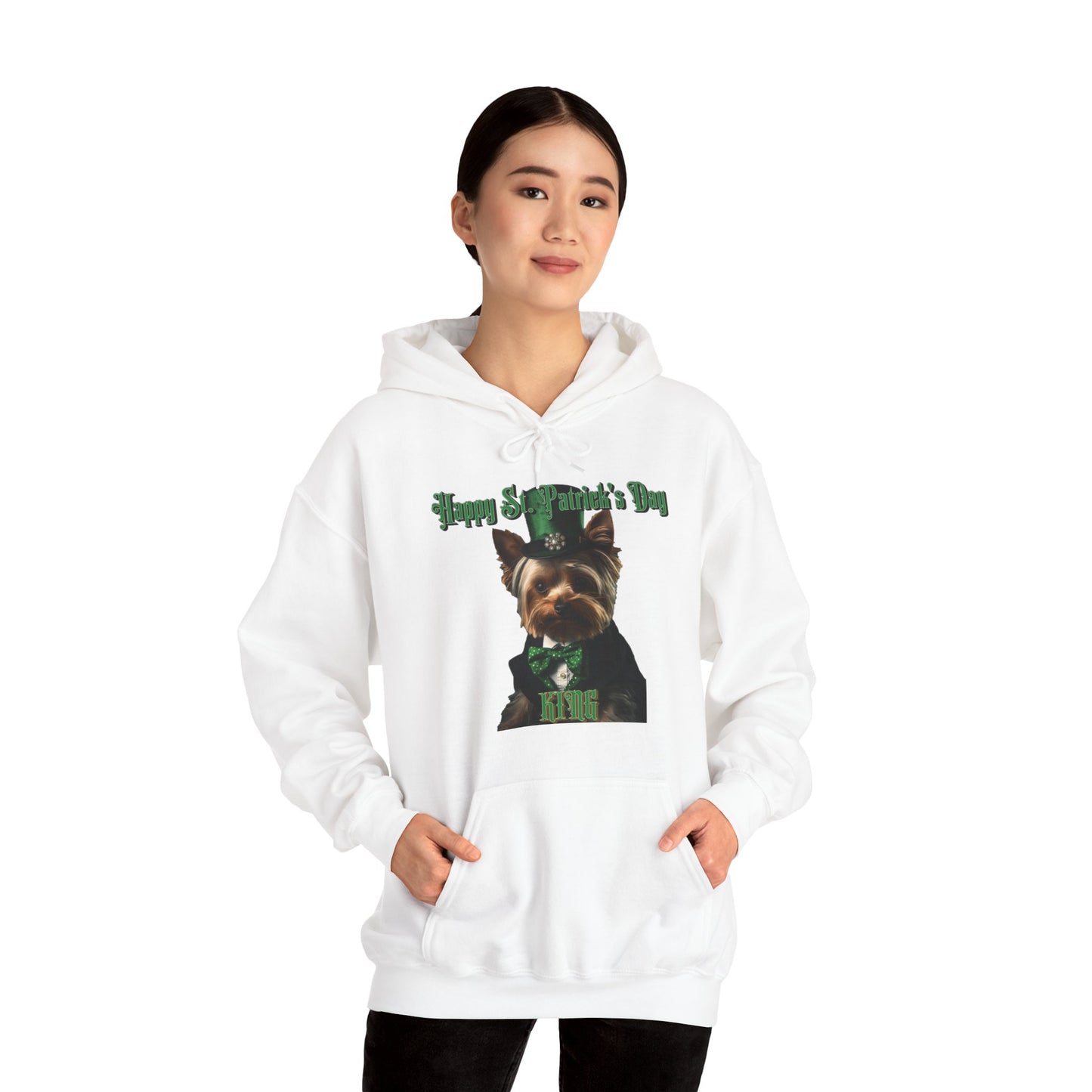 St. Patrick's Day Yorkie 1 for Adults Unisex Heavy Blend™ Hooded Sweatshirt