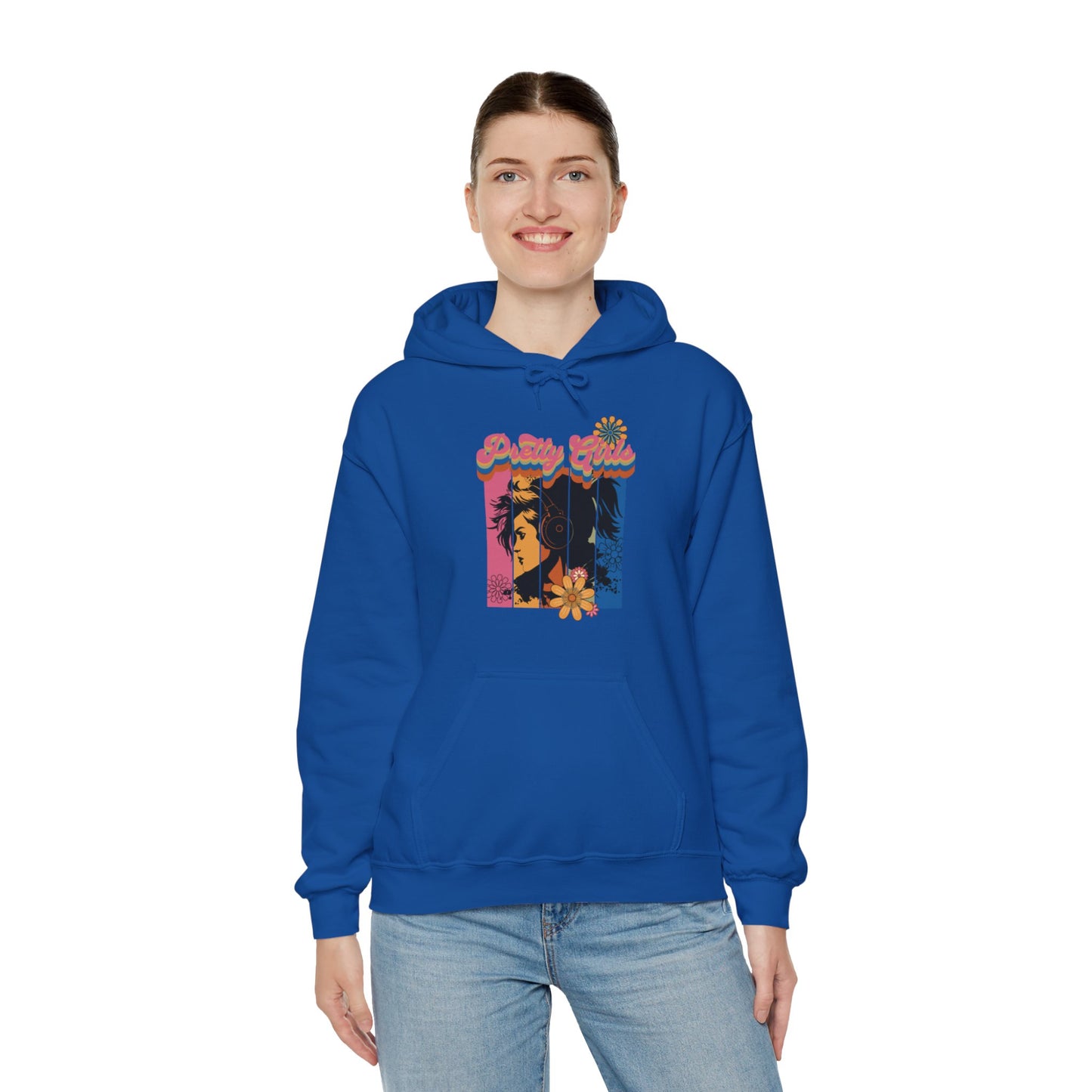 Colorful Floral Pretty Girls for Adults Unisex Heavy Blend™ Hooded Sweatshirt