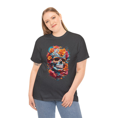 Skeleton with flowers (Gildan · 5000) Unisex Heavy Cotton Tee