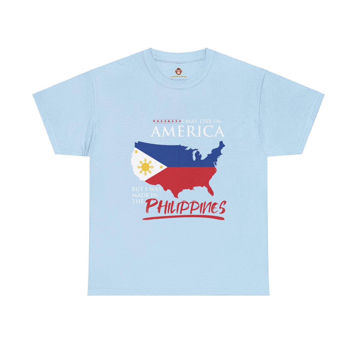 I may live in America but I was made in the Philippines (Gildan · 5000) Unisex Heavy Cotton Tee