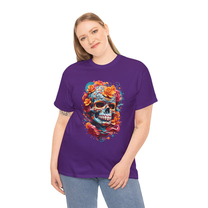 Skeleton with flowers (Gildan · 5000) Unisex Heavy Cotton Tee