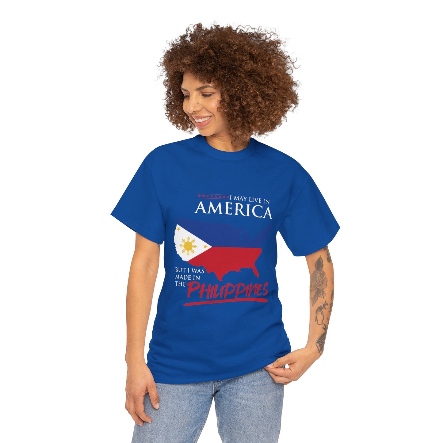 I may live in America but I was made in the Philippines (Gildan · 5000) Unisex Heavy Cotton Tee