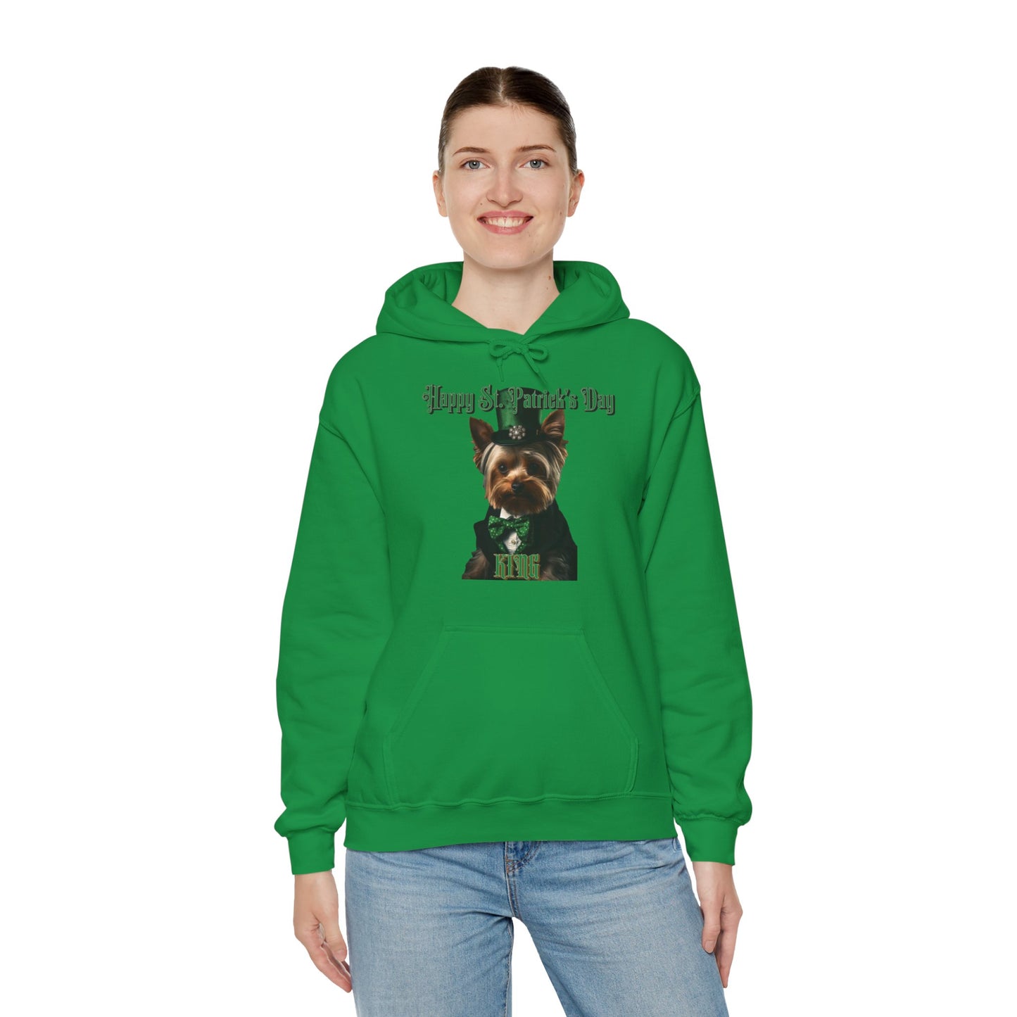 St. Patrick's Day Yorkie 1 for Adults Unisex Heavy Blend™ Hooded Sweatshirt