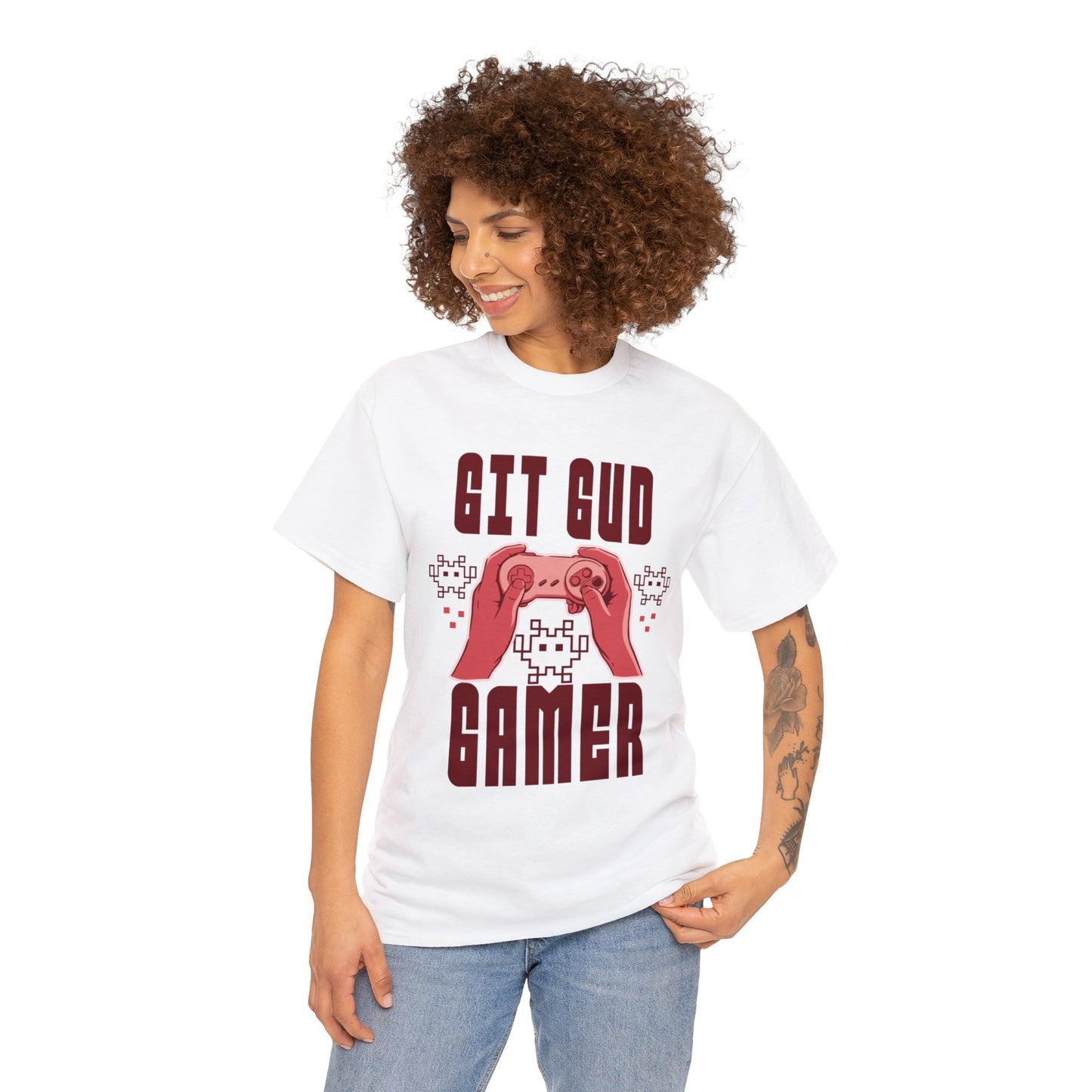 Retro GIT GUD Gamer for Adults (Gildan · 5000) Unisex Heavy Cotton Tee