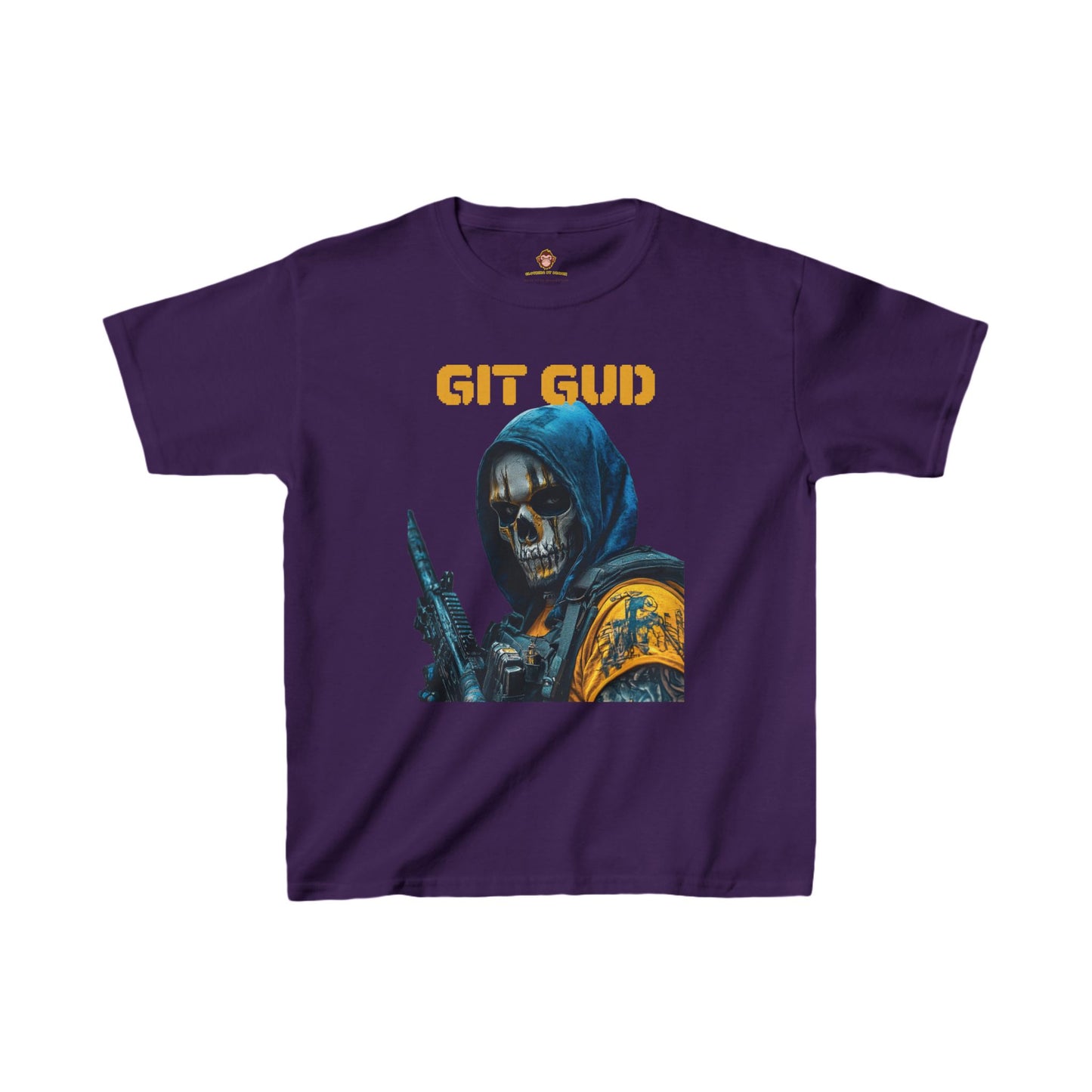 Kids T-Shirt - Skull Faced Soldier Git Gud Design