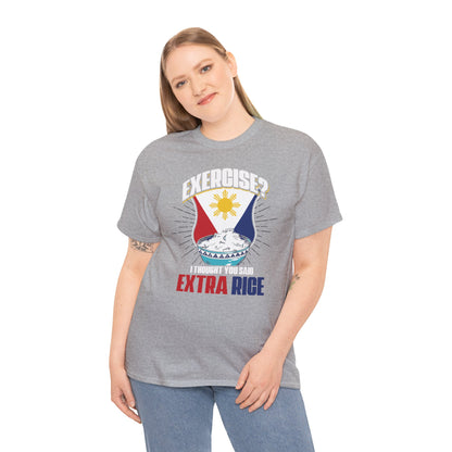 Exercise?  I thought you said extra rice. (Gildan · 5000) Unisex Heavy Cotton Tee