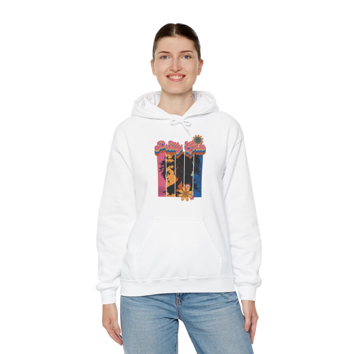 Colorful Floral Pretty Girls for Adults Unisex Heavy Blend™ Hooded Sweatshirt