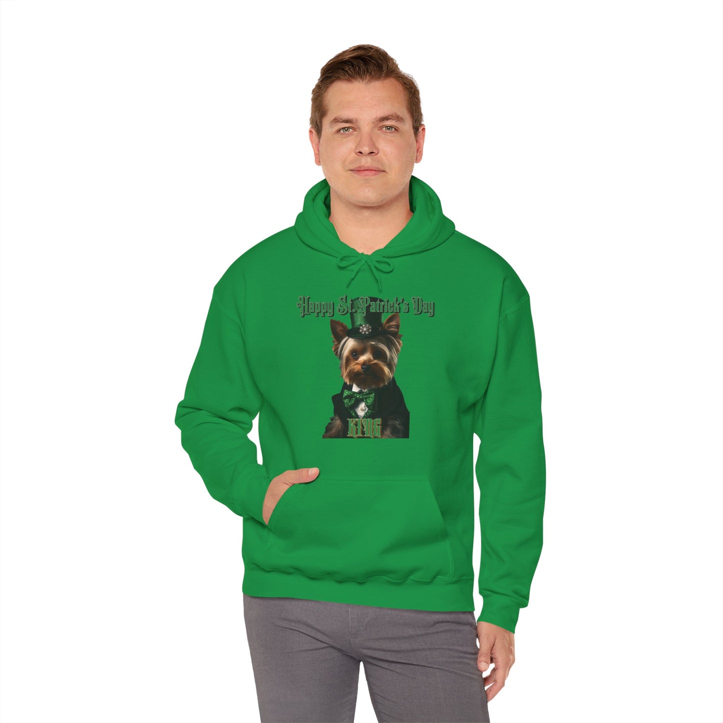 St. Patrick's Day Yorkie 1 for Adults Unisex Heavy Blend™ Hooded Sweatshirt