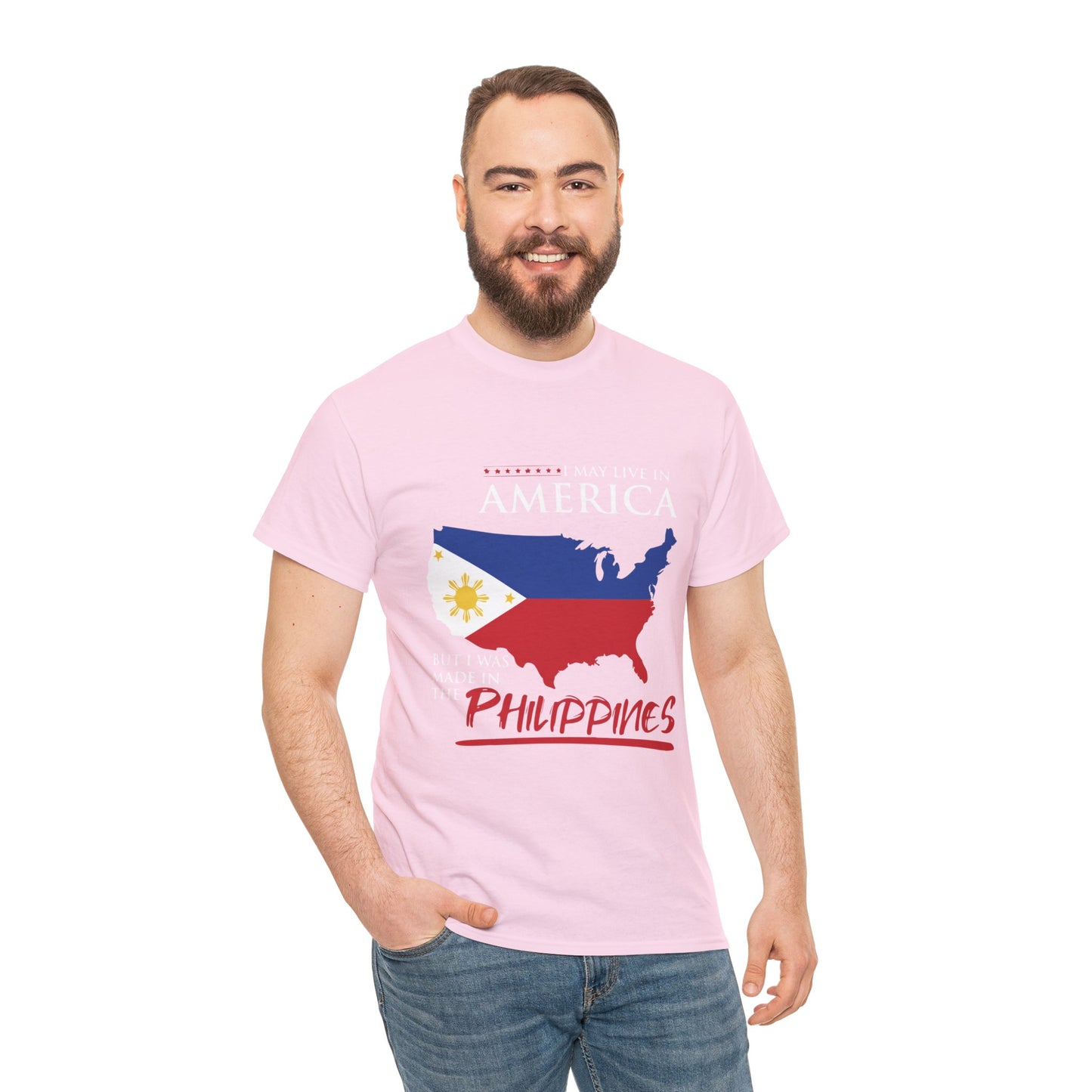 I may live in America but I was made in the Philippines (Gildan · 5000) Unisex Heavy Cotton Tee