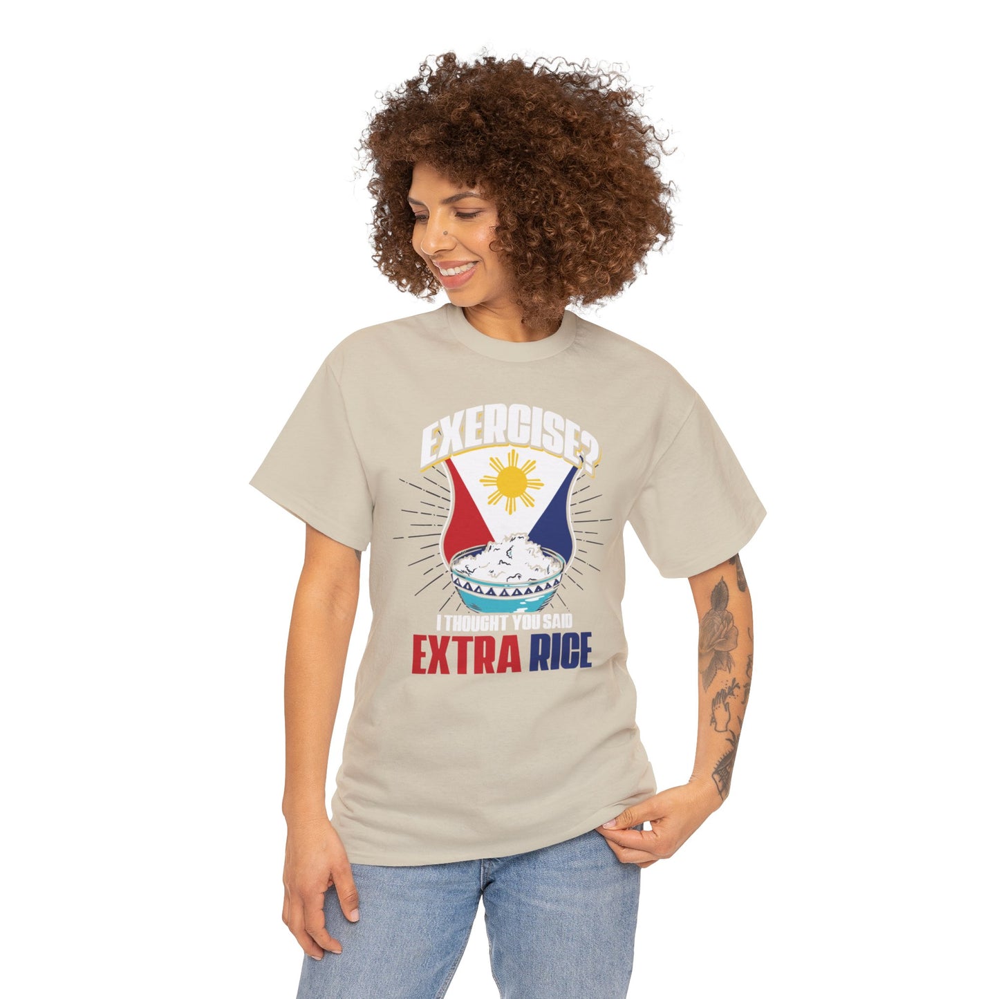 Exercise?  I thought you said extra rice. (Gildan · 5000) Unisex Heavy Cotton Tee