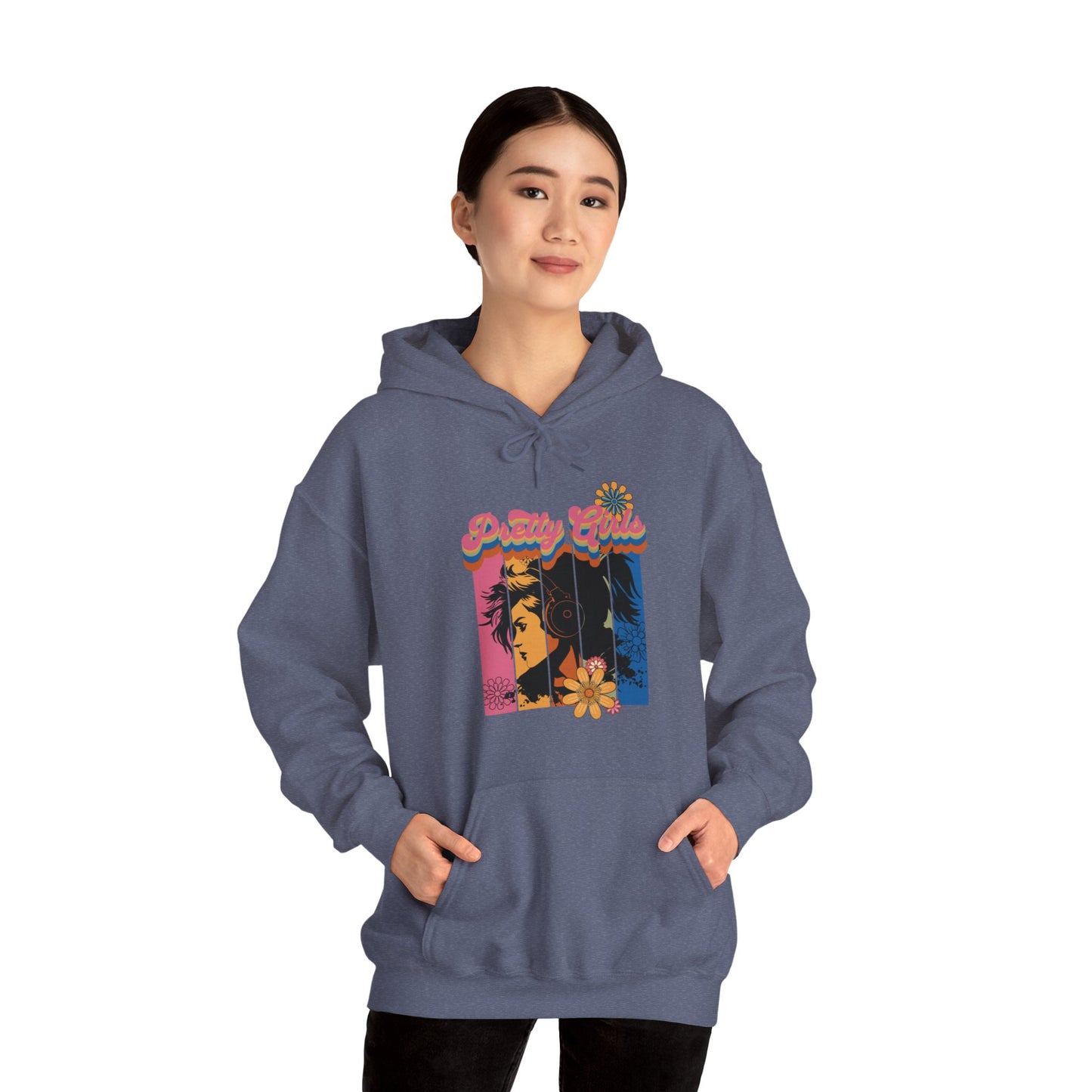 Colorful Floral Pretty Girls for Adults Unisex Heavy Blend™ Hooded Sweatshirt