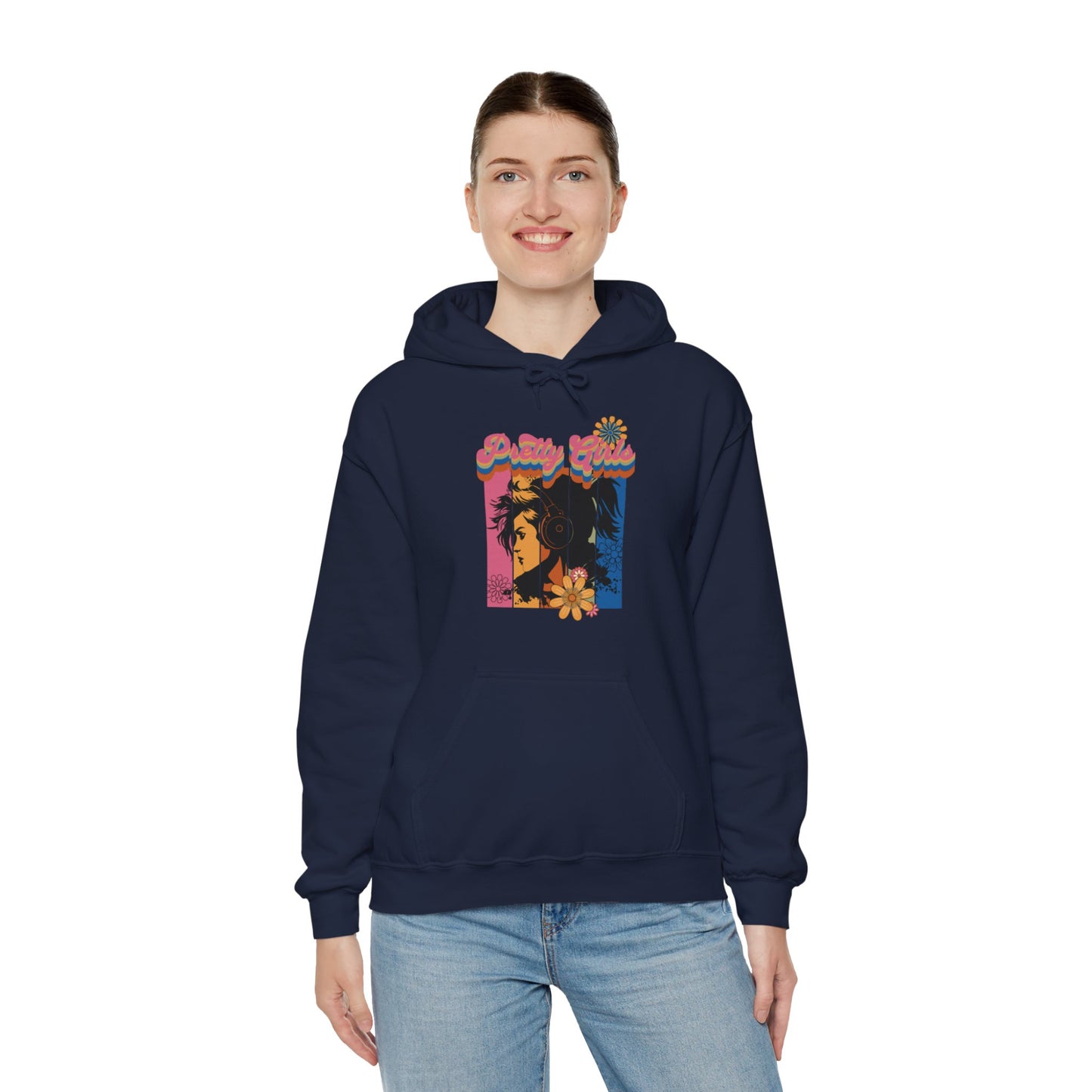 Colorful Floral Pretty Girls for Adults Unisex Heavy Blend™ Hooded Sweatshirt