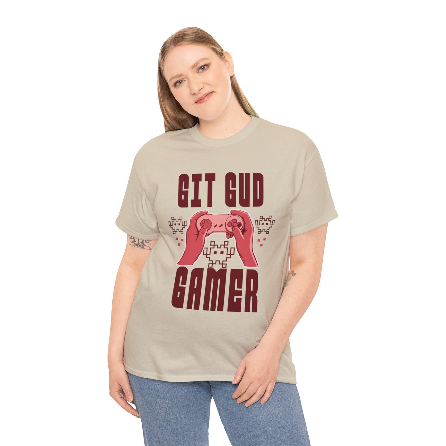 Retro GIT GUD Gamer for Adults (Gildan · 5000) Unisex Heavy Cotton Tee