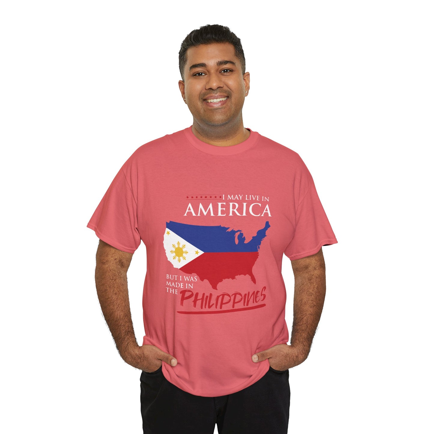 I may live in America but I was made in the Philippines (Gildan · 5000) Unisex Heavy Cotton Tee