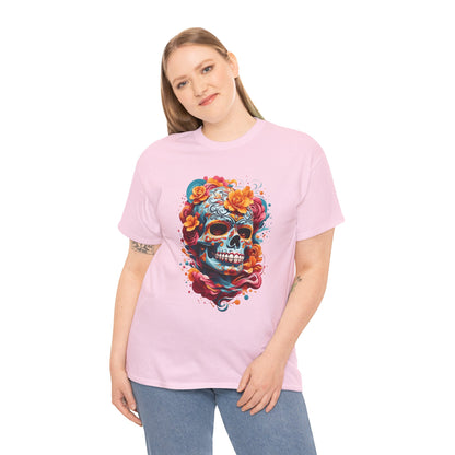 Skeleton with flowers (Gildan · 5000) Unisex Heavy Cotton Tee