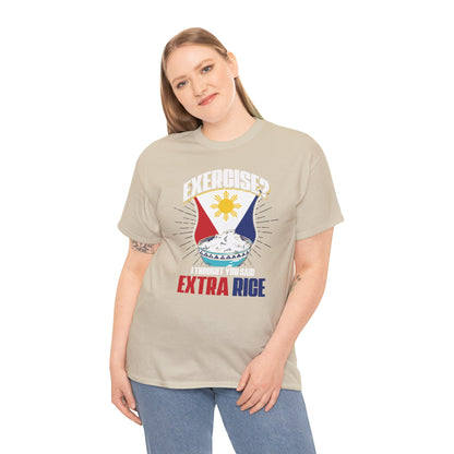 Exercise?  I thought you said extra rice. (Gildan · 5000) Unisex Heavy Cotton Tee